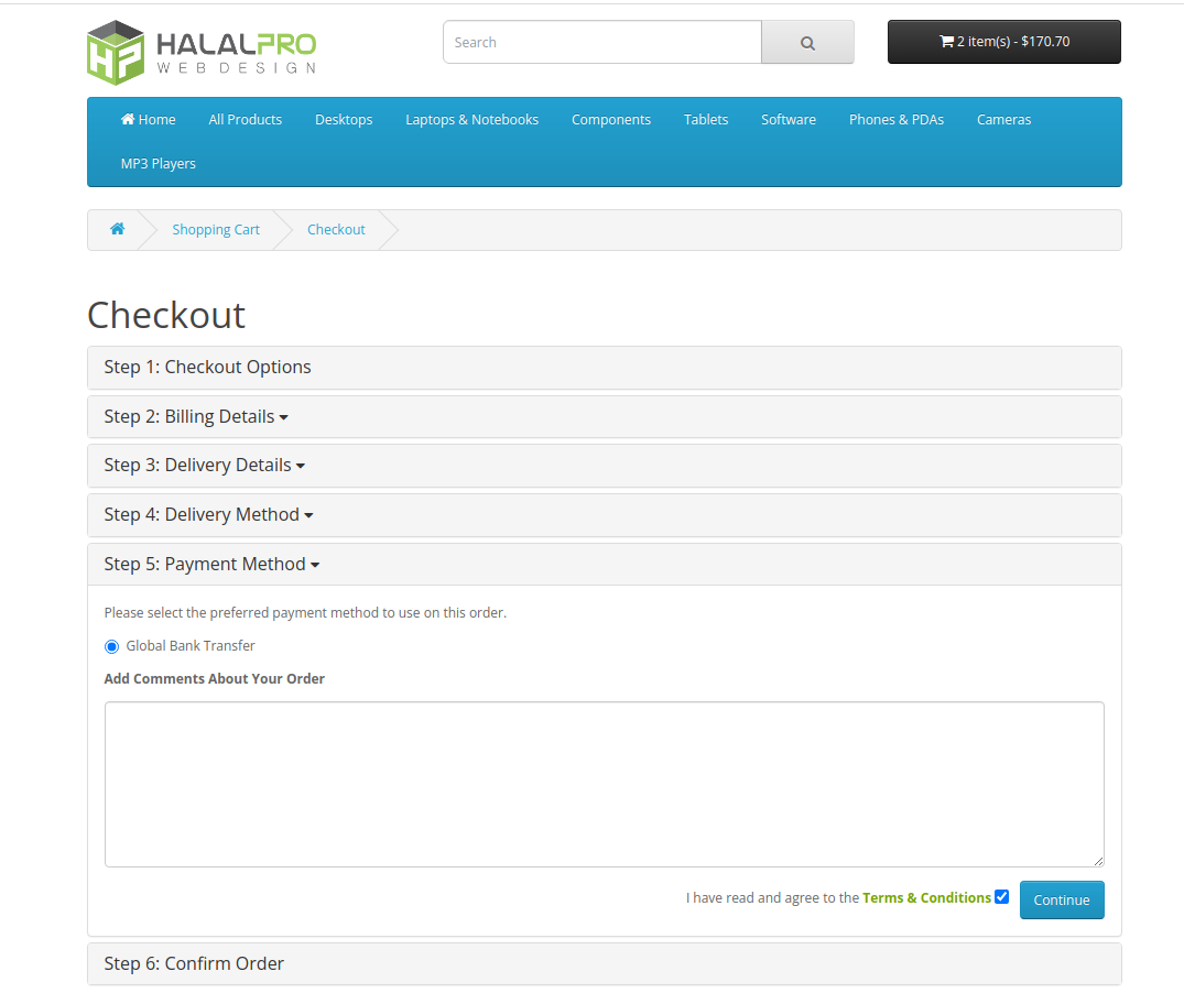 select-global-payment-on-opencart-checkout-page
